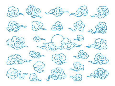 Decorative Chinese clouds. traditional oriental ornament of clouds pattern. Vector illustration