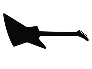High Quality Hand Drawn Isolated Silhouette of an Electric Guitar