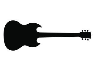 High Quality Hand Drawn Isolated Silhouette of an Electric Guitar