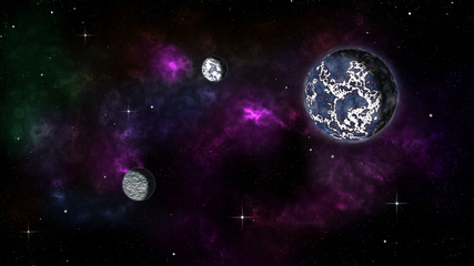 Obraz na płótnie Canvas планета и 2 спутника