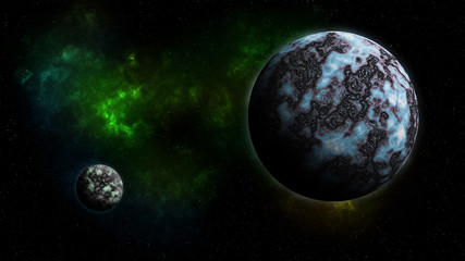 Obraz na płótnie Canvas неизвестная планета со спутником