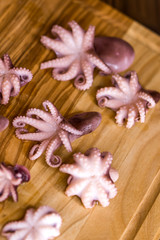 Octopus on the table. Set for cooking. Diet