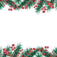 watercolor christmas seamless border