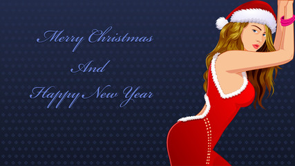 Santa Girl, Shopping girl, Christmas girl, Christmas, new year greetings