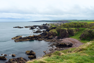 Fototapeta na wymiar Küstenpanorama von St.Abbs in Schottland