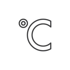 Degrees celsius temperature line icon, outline vector sign, linear style pictogram isolated on white. Meteorology weather symbol, logo illustration. Editable stroke