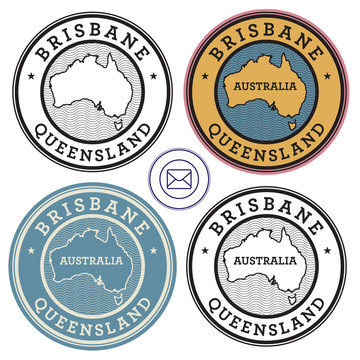 Travel stamps set Australia, Brisbane