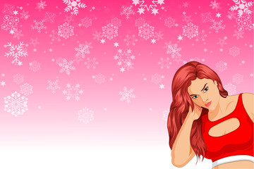 Santa Girl, Shopping girl, Christmas girl, Christmas, new year greetings