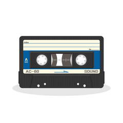 Retro audio cassette design isolated on a white background. Vintage style music storage icon. Old record player tape.