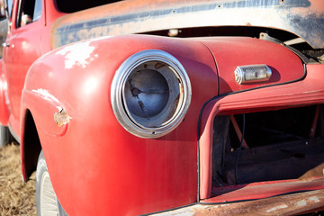 Wrecked vintage pickup truck or car