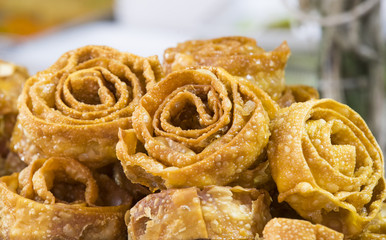 Oriental sweets baked on the market close-up photo