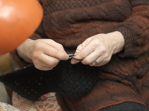 Woman Hand Knitting