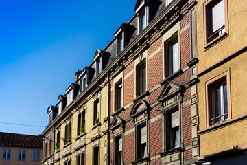 Antique building view in Old Town Mulhouse,France