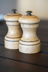 Traditional French wooden salt and pepper mill