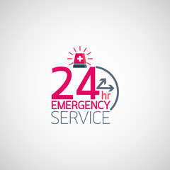Fototapeta na wymiar 24hr Emergency service logo. Vector illustration.