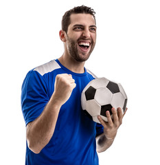 Obraz premium fan celebrating on white background