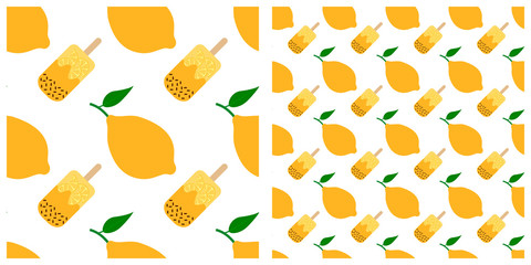 Oranges and products from orange seamless pattern on transparent background