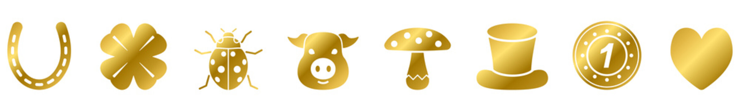 Gl&uuml;ck - Iconset Querformat (in Gold)
