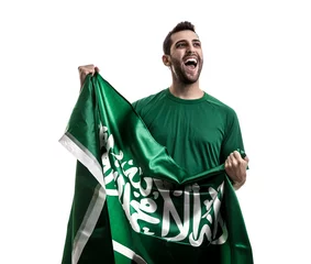 Foto op Plexiglas Saudi Arabia fan celebrating on white background © gustavofrazao