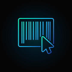 Mouse click on barcode blue icon in thin line style