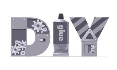 Vector logo, DIY, stylized letters tools, details, handmade