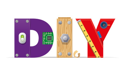 Vector logo, DIY, stylized letters tools, details, handmade