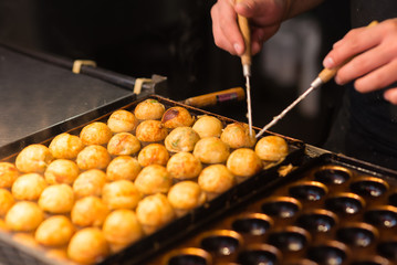 Process to cooking takoyaki most popular delicious snack of japan