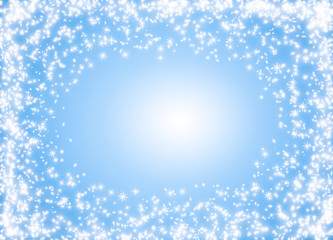 Christmas glowing background with snow frame and snowflakes