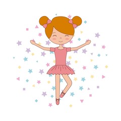 ballet little girl dancing with stars decoration vector illustration