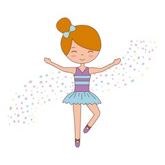 ballet little girl dancing with stars decoration vector illustration