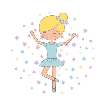 ballet little girl dancing with stars decoration vector illustration