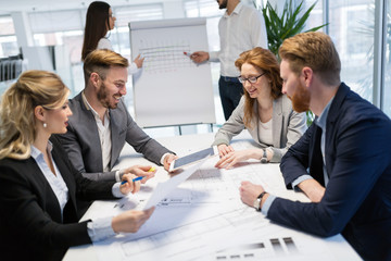 Team of architects working together on project