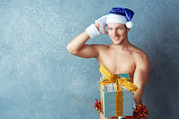 man with Christmas present