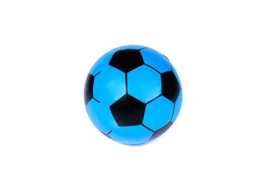 Blue Football or soccer ball on white background or isolated