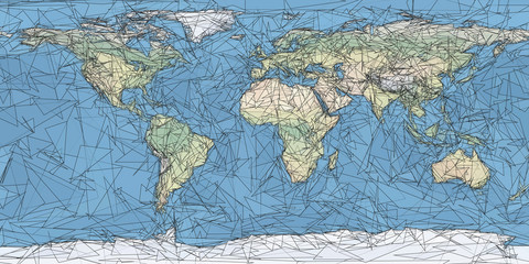 World Map. Artistic, Low Poly, Triangulated. Vector.