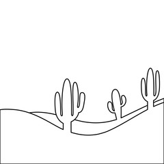 landscape desert with cactus plant sand vector illustration