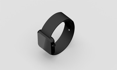 Watch Axonometry Mock UP In White Studio Environment, Black Screen, Right Side View, 3D Rendering