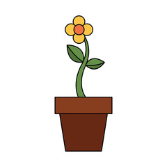 potted flower natural plant decoration vector illustration