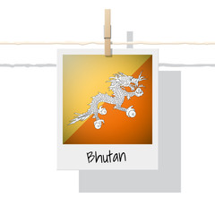 Asian country flag collection with photo of Bhutan flag , vector , illustration