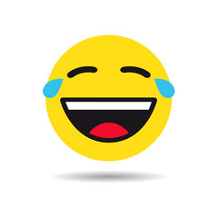 Fototapeta premium Joke emoticon or emoji symbol. Cry yellow smiley in a flat design on white background. Vector emoticon funny icon