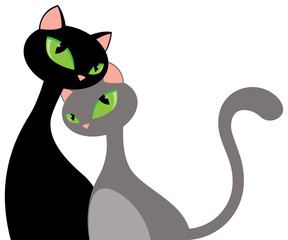 Elongated Cat Couple Hug Valentines Day Card