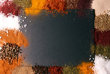 Frame composition of spices  - obrazy, fototapety, plakaty
