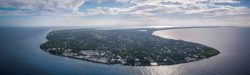 Papier Peint photo autocollant Plage de Seven Mile, Grand Cayman panoramic landscape aerial view of the tropical paradise of the cayman islands in the caribbean sea