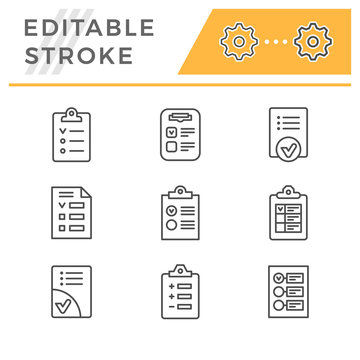Set line icons of checklist