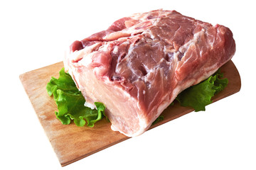 meat with herb parsley isolated on white