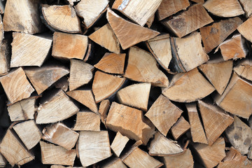 wood logs cut and stacked for fire