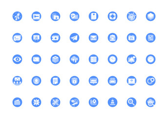 Business, Software Technology Blue icon set