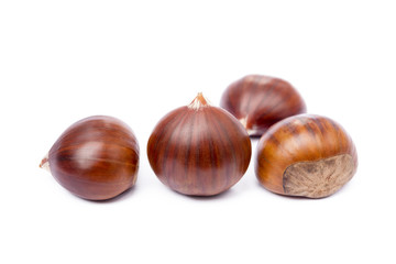 Chestnuts isolated on white background