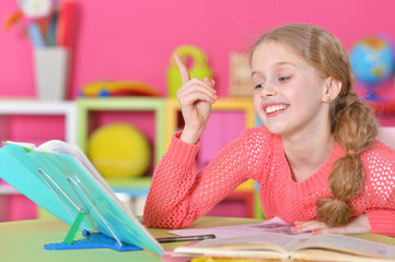 schoolgirl doing homework