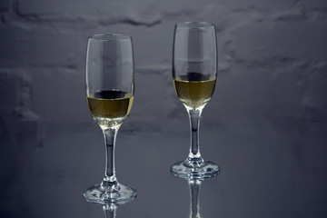 Two glasses of champagne. Isolated on white background